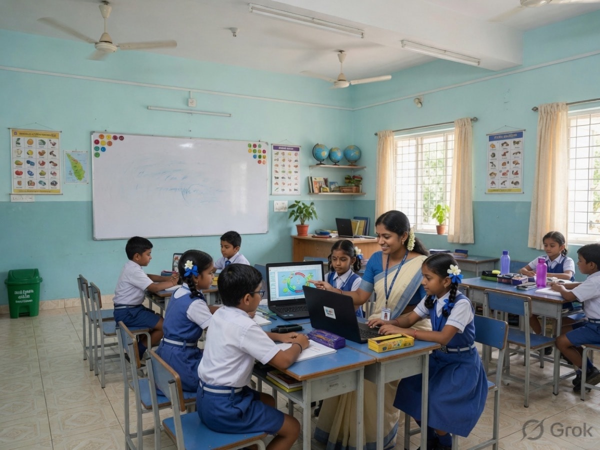 Students using tablets in a Union UP School classroom